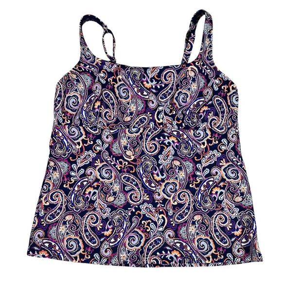 Lands End Women's Blue Paisley 12P Tankini Top - Picture 1 of 5